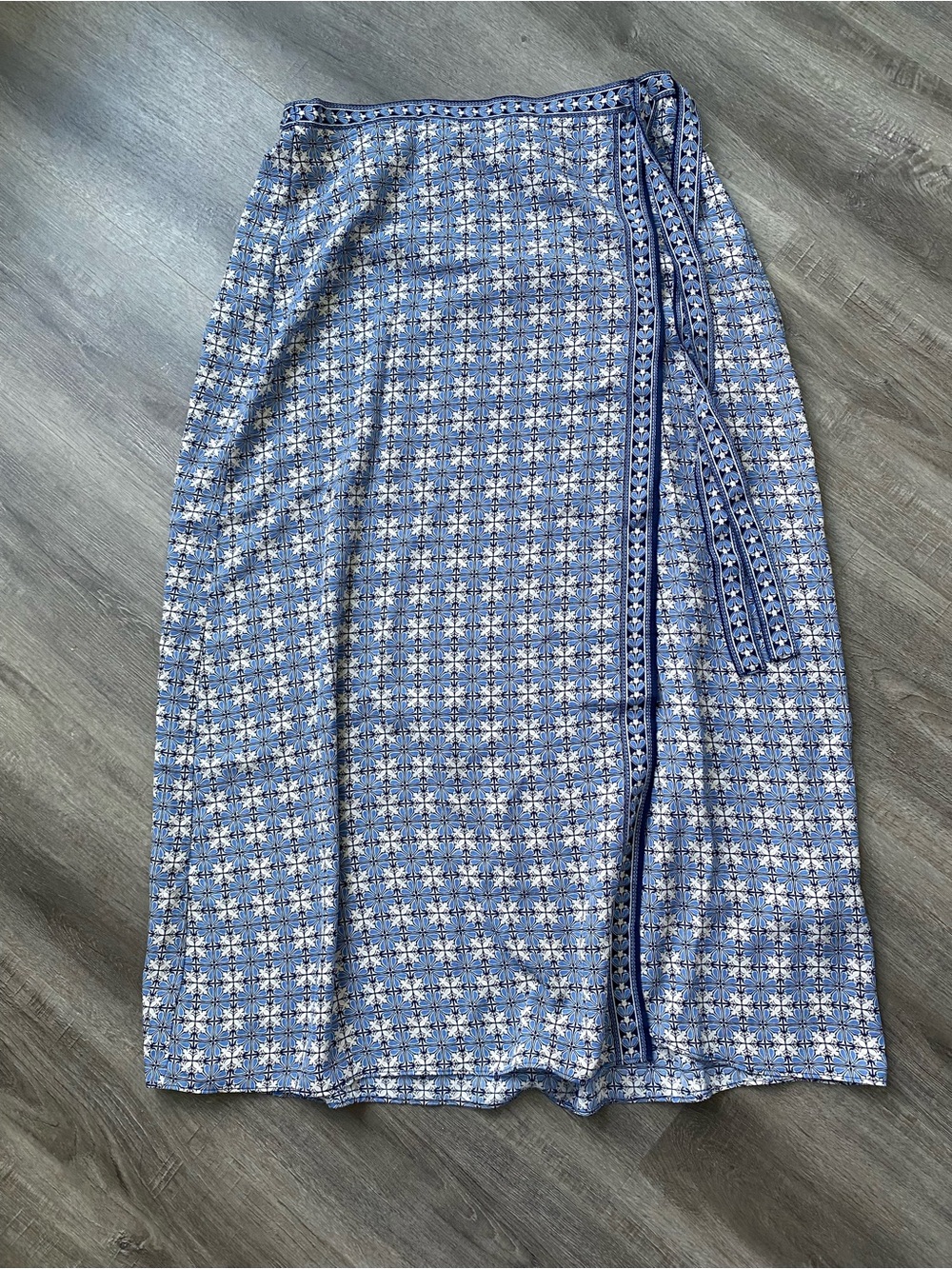 Blue Floral Wrap Skirt